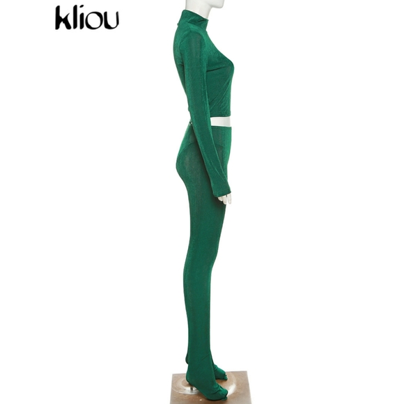 💋KLIOU HIGH STREET TWO PIECE SET w/ MOCK TURTLENECK AND FOOTIE PENCIL PANT!!! - Picture 8 of 16